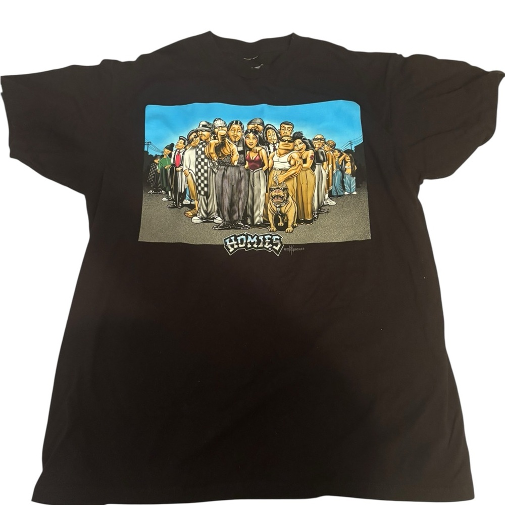Black Graphic T-Shirt with Homies Design